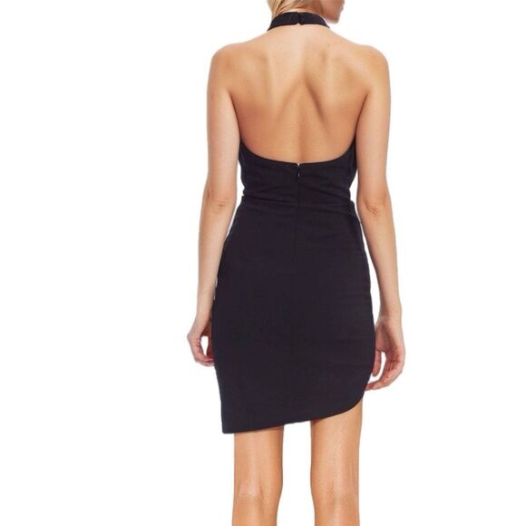 NWT Jewel Badgley Mischka asymmetric halter black dress  Size 12 - Picture 4 of 10